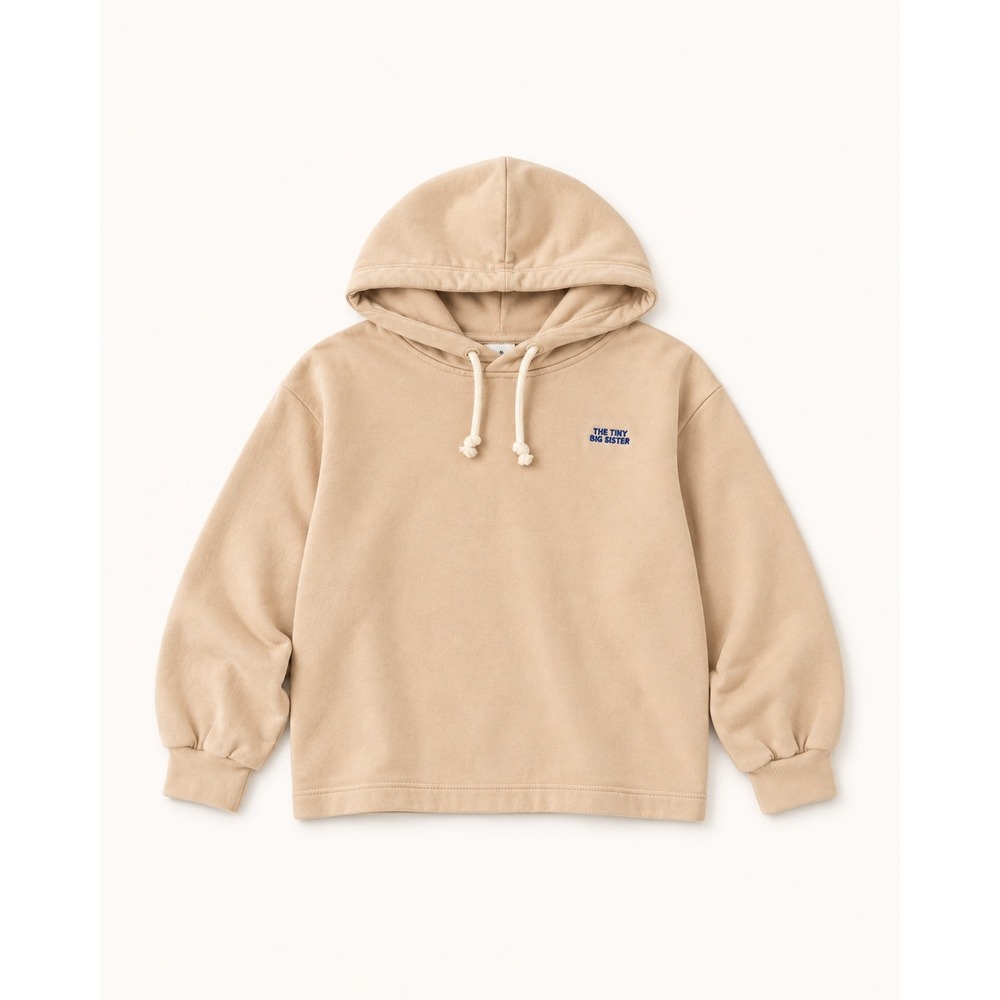 The Tiny Big Sister Peach Pima Organic Cotton Hooded Sweatshirt Small